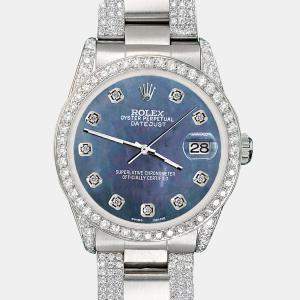Rolex Custom Black  3.5ct Diamond Stainless Steel Datejust Automatic Women's Wristwatch 31 mm