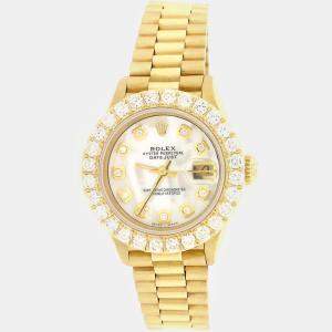 Rolex White Yellow Gold Diamond Datejust 69178 Automatic Women's Wristwatch 28 mm