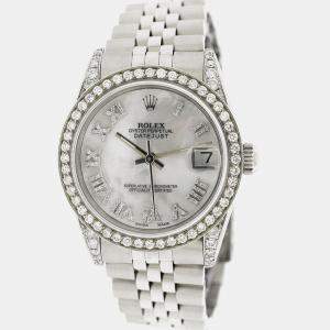 Rolex Custom  MOP Diamond Stainless Steel Datejust  Automatic Women's Wristwatch 31mm