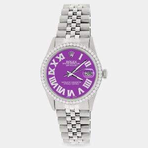Rolex Custom Sangria Diamond Stainless Steel Datejust  Automatic Men's Wristwatch 36MM