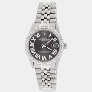 Rolex Custom Grey Diamond Stainless Steel Datejust  Automatic Men's Wristwatch 36MM