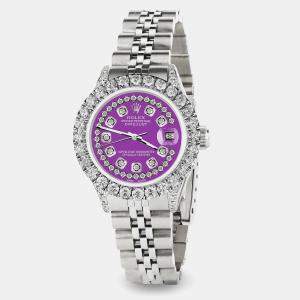 Rolex Custom Sangria 2.35CT Diamond Stainless Steel Datejust  Automatic Women's Wristwatch 26mm