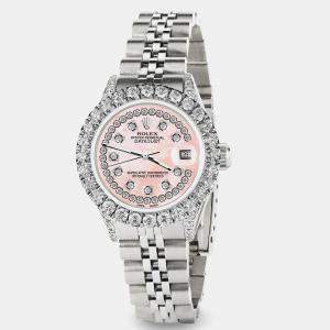 Rolex Custom Royal Pink 2.35CT Diamond Stainless Steel Datejust  Automatic Women's Wristwatch 26mm