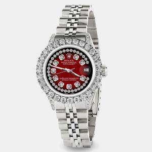 Rolex Custom Red Vignette 2.35CT Diamond Stainless Steel Datejust  Automatic Women's Wristwatch 26mm