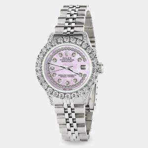 Rolex Custom Pink Pearl 2.35CT Diamond Stainless Steel Datejust  Automatic Women's Wristwatch 26mm