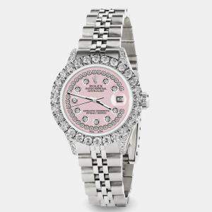 Rolex Custom Orchid Pink 2.35CT Diamond Stainless Steel Datejust  Automatic Women's Wristwatch 26mm