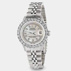 Rolex Custom Natural Pearl 2.35CT Diamond Stainless Steel Datejust  Automatic Women's Wristwatch 26mm