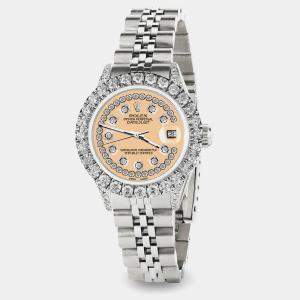 Rolex Custom Mustard 2.35CT Diamond Stainless Steel Datejust  Automatic Women's Wristwatch 26mm