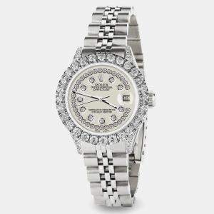 Rolex Custom Satin Linen 2.35CT Diamond Stainless Steel Datejust  Automatic Women's Wristwatch 26mm