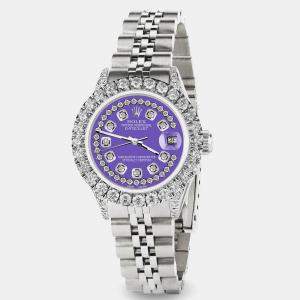 Rolex Custom Lavender 2.35CT Diamond Stainless Steel Datejust  Automatic Women's Wristwatch 26mm