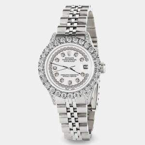 Rolex Custom Ivory 2.35CT Diamond Stainless Steel Datejust  Automatic Women's Wristwatch 26mm