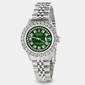 Rolex Custom Green MOP 2.35CT Diamond Stainless Steel Datejust  Automatic Women's Wristwatch 26mm