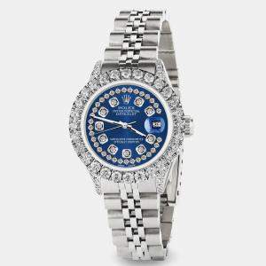 Rolex Custom Cobalt 2.35CT Diamond Stainless Steel Datejust  Automatic Women's Wristwatch 26mm