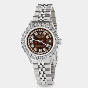Rolex Custom Chocolate 2.35CT Diamond Stainless Steel Datejust  Automatic Women's Wristwatch 26mm