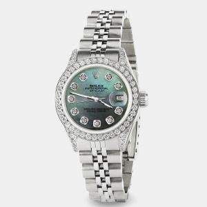 Rolex Custom Pearl Diamond Stainless Steel Datejust  Automatic Women's Wristwatch 26mm