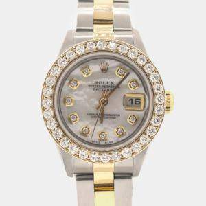 Rolex Custom  MOP Diamond 18K Yellow Gold Stainless Steel Datejust  Automatic Women's Wristwatch 26MM