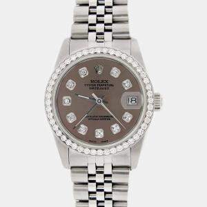 Rolex Custom Chocolate Diamond Stainless Steel Datejust  Automatic Women's Wristwatch 31MM