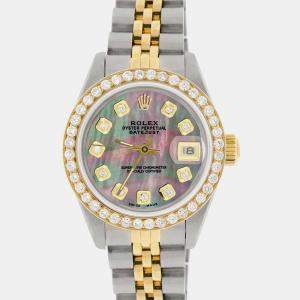 Rolex Custom Tahitian MOP Diamond 18K Yellow Gold Stainless Steel Datejust  Automatic Women's Wristwatch 26mm