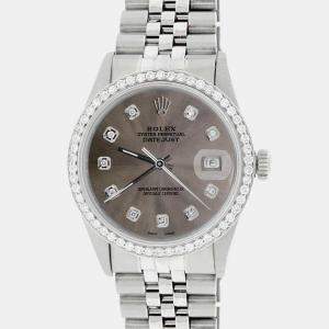 Rolex Custom Gray Diamond Stainless Steel Datejust  Automatic Men's Wristwatch 36MM
