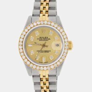 Rolex Custom Champagne Diamond 18K Yellow Gold Stainless Steel Datejust  Automatic Women's Wristwatch 26mm