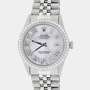 Rolex Custom  MOP Diamond Stainless Steel Datejust  Automatic Men's Wristwatch 36MM