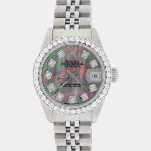 Rolex Customised Tahitian MOP Diamond Stainless Steel Datejust  Automatic Women's Wristwatch 26MM