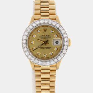 Rolex Customised  Diamond 18K Yellow Gold   Automatic Women's Wristwatch 26MM