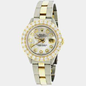 Rolex Customised White MOP Diamond 18K Yellow Gold Datejust  Automatic Women's Wristwatch 26mm