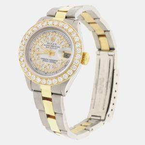 Rolex Customised White MOP 1.30CT Diamond 18K Yellow Gold Stainless Steel Datejust  Automatic Women's Wristwatch 26MM