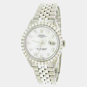 Rolex Customised  MOP 2.7CT Diamond Stainless Steel Date  Automatic Men's Wristwatch 34mm