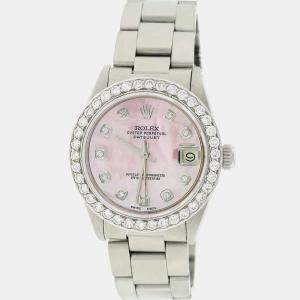 Rolex Customised Pink MOP 1.52CT Diamond Stainless Steel Datejust  Automatic Women's Wristwatch 31mm