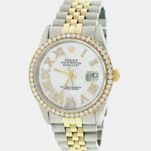 Rolex Customised  MOP 1.85CT Diamond 18K Yellow Gold Stainless Steel Datejust  Automatic Men's Wristwatch 36mm
