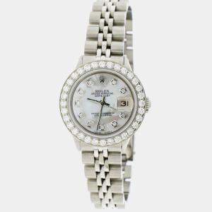 Rolex Customised White MOP 1.30CT Diamond Stainless Steel Datejust  Automatic Women's Wristwatch 26MM