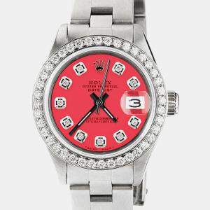 Rolex Customised Raspberry Punch Diamond Stainless Steel Datejust  Automatic Women's Wristwatch 26mm