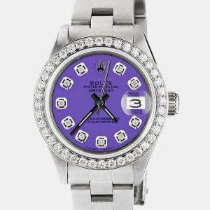 Rolex Customised Lavender Diamond Stainless Steel Datejust  Automatic Women's Wristwatch 26mm