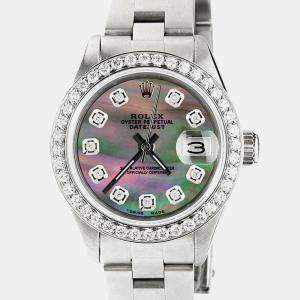 Rolex Customised Tahitian MOP Diamond Stainless Steel Datejust  Automatic Women's Wristwatch 26mm