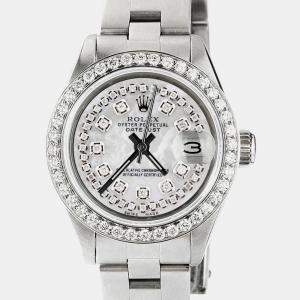 Rolex Customised White MOP Diamond Stainless Steel Datejust  Automatic Women's Wristwatch 26mm