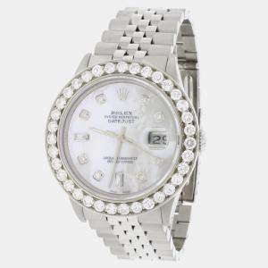 Rolex Customised  MOP 3.65CT Diamond Stainless Steel Datejust  Automatic Men's Wristwatch 36mm