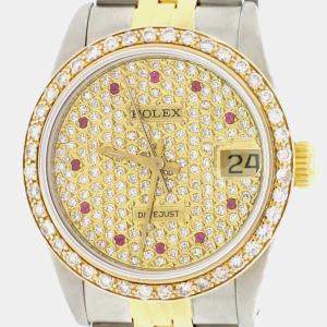 Rolex Customised  Diamond 18K Yellow Gold Datejust 68273 Automatic Men's Wristwatch
