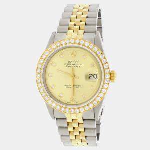 Rolex Customised Champagne 1.85CT Diamond 18K Yellow Gold Stainless Steel Datejust  Automatic Men's Wristwatch 36mm