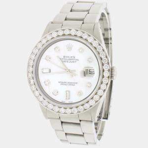Rolex Customised White MOP 2.75CT Diamond Stainless Steel Datejust  Automatic Men's Wristwatch 36MM