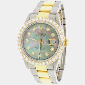 Rolex Customised Tahitian MOP 2.7CT Diamond 18K Yellow Gold Stainless Steel Datejust  Automatic Men's Wristwatch 36MM