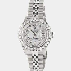 Rolex Customised  MOP 1.3CT Diamond Stainless Steel Datejust  Automatic Women's Wristwatch 26mm