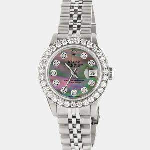 Rolex Customised Tahitian MOP 1.3CT Diamond Stainless Steel Datejust  Automatic Women's Wristwatch 26mm