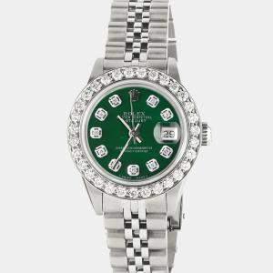 Rolex Customised Forest Green MOP 1.3CT Diamond Stainless Steel Datejust  Automatic Women's Wristwatch 26mm