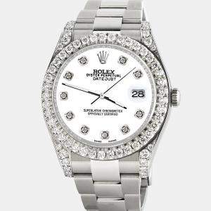 Rolex Customised White 4.5CT Diamond Stainless Steel Datejust II  Automatic Men's Wristwatch 41mm