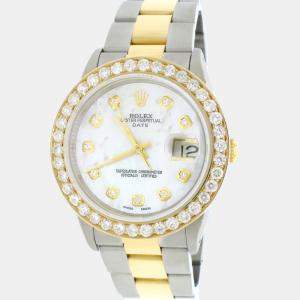 Rolex Customised  2.7CT Diamond 18K Yellow Gold Stainless Steel Date  Automatic Men's Wristwatch 34mm