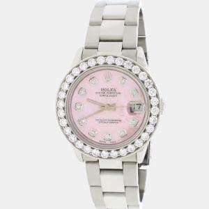 Rolex Customised Pink MOP 2.25CT Diamond Stainless Steel Datejust  Automatic Women's Wristwatch 31mm