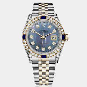 Rolex Customised Tahitian Diamond Stainless Steel Datejust 69173 Automatic Women's Wristwatch 26mm