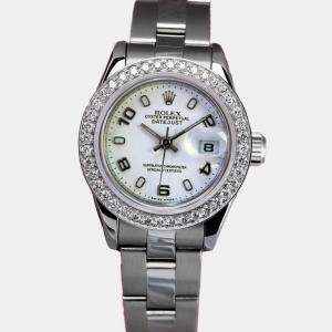 Rolex Customised White Diamond Stainless Steel Datejust 69160 Automatic Women's Wristwatch 26mm